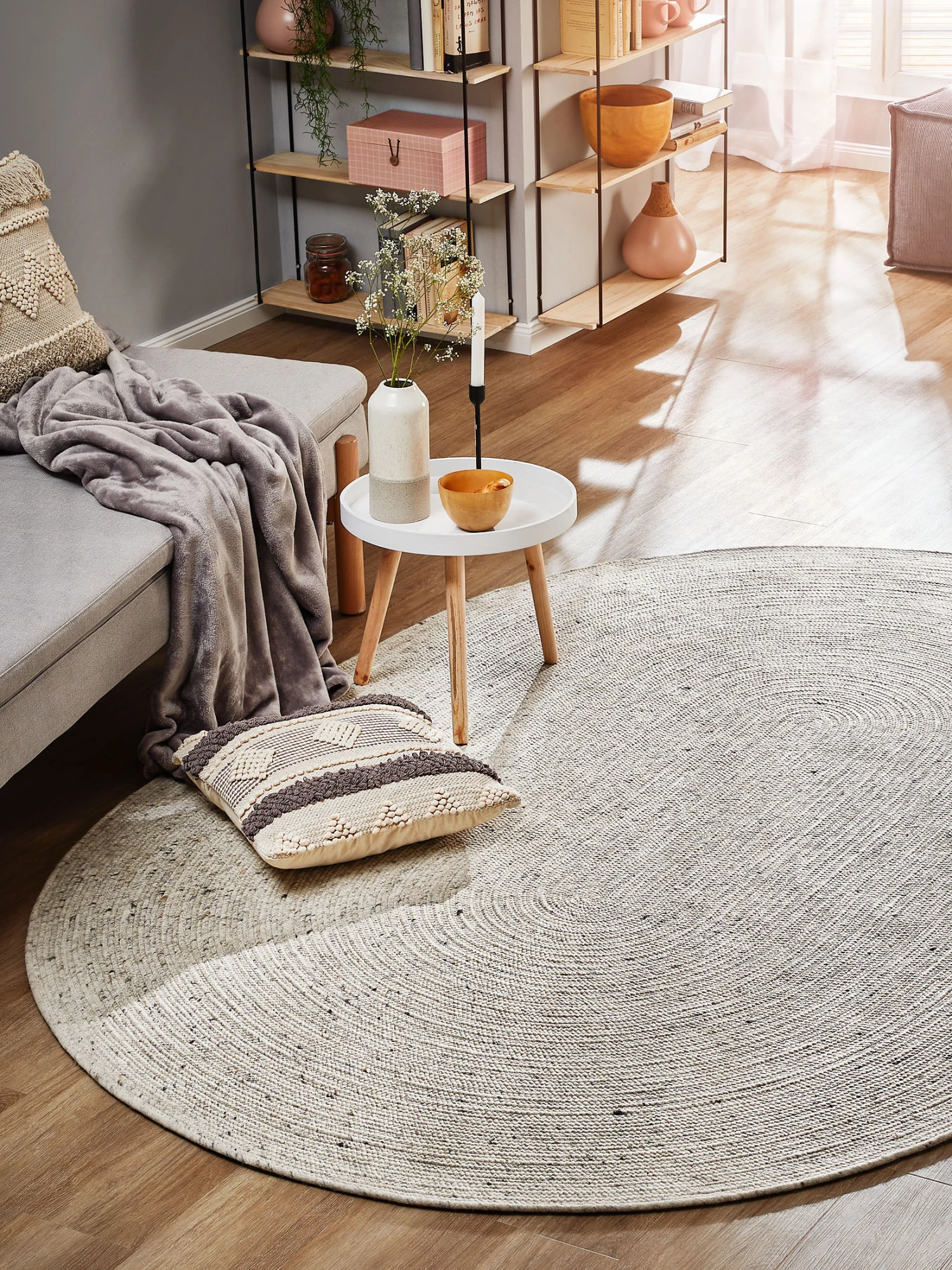 Handweb-Teppich, Creme 3 Handweb-Teppich, Creme