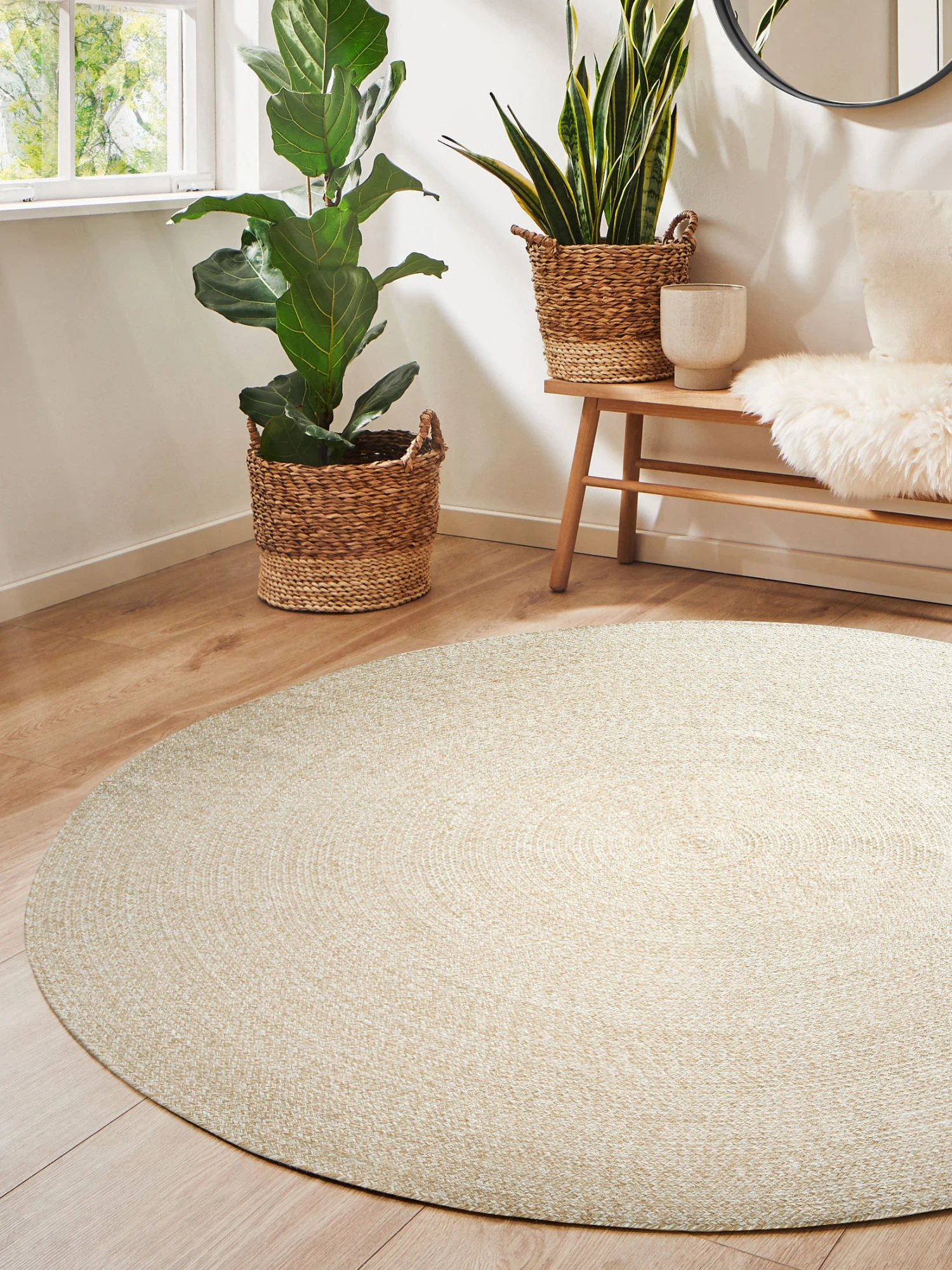 Sweet Beteppiche Geschaft -Sweet Beteppiche Geschaft Holmdrup FlachgewebeTeppich Beige Sand 200rund mil