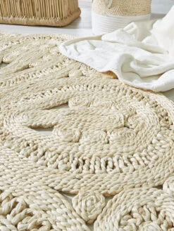 Jute-Teppich, Beach -Sweet Beteppiche Geschaft Perleta JuteTeppich Beige Beach 90rund lup2