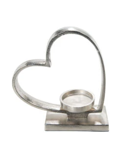 Teelichthalter, Nickel -Sweet Beteppiche Geschaft SingleHeart Kerzenstaender Silber Nickel 12x25x272C3 per1202