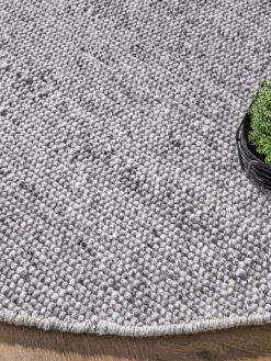 Woll-Teppich, Grey -Sweet Beteppiche Geschaft Tjaellmo HandwebTeppich Grau Grey 200rund lup2